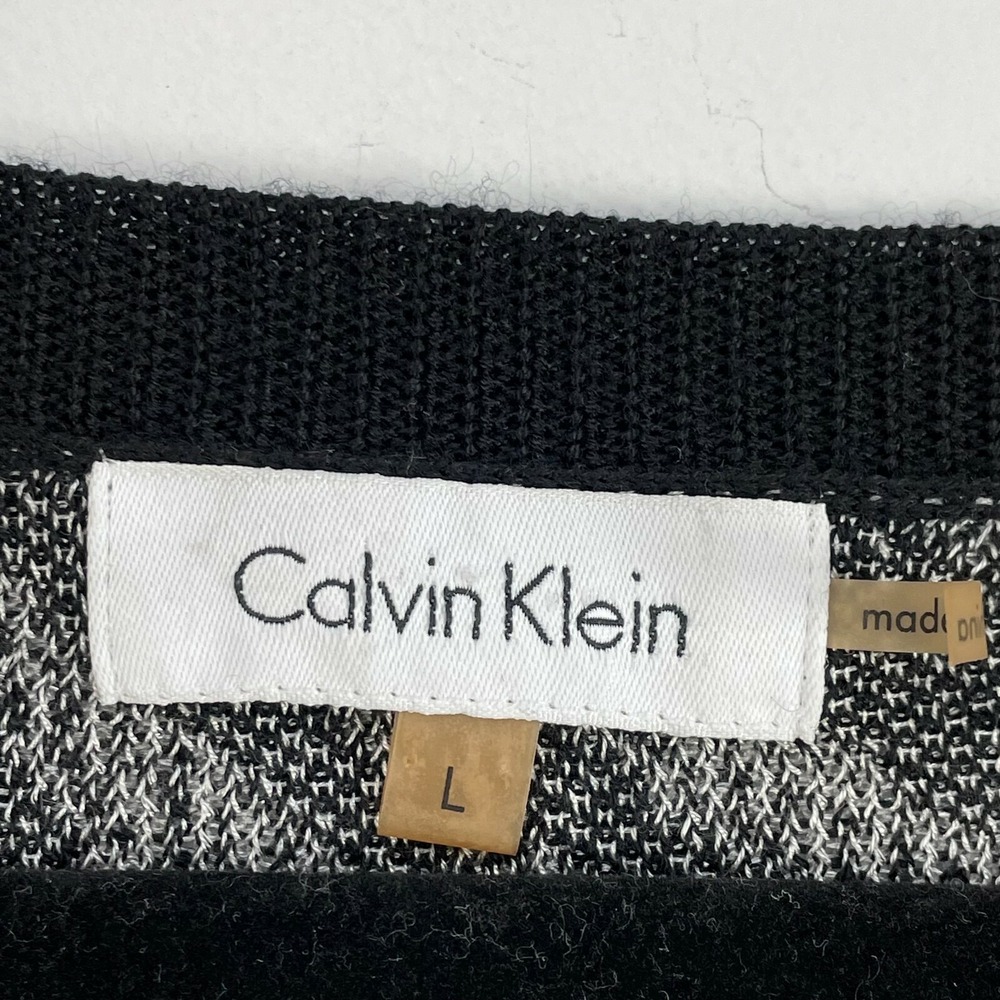 Calvin Klein Womens Large Zebra Animal Print Wool Blend Knit Sweater Lightweight - Picture 4 of 11